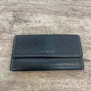 Fossil Leather Long Tri Fold Wallet